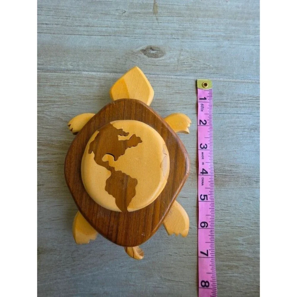 Wooden Turtle Shaped Trinket Box